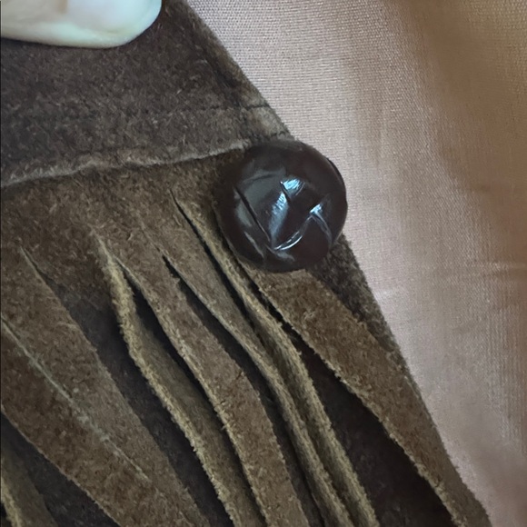 VINTAGE Brown Suede Fringe Jacket - Picture 3 of 3